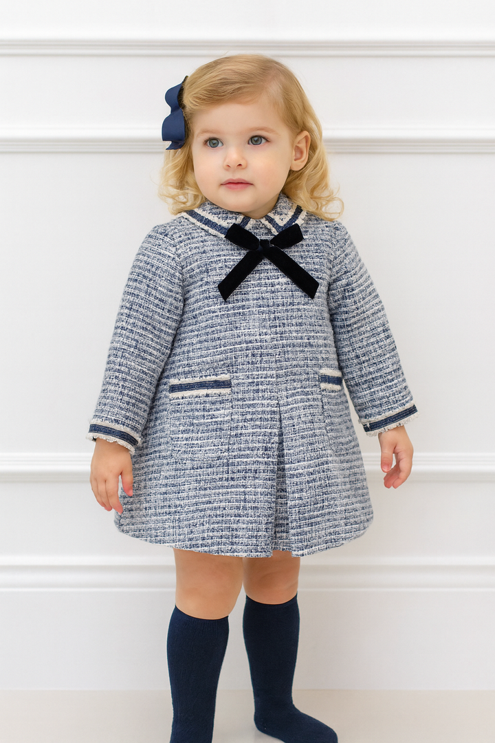 Miranda Baby Girls Navy Tweed Dress 129V