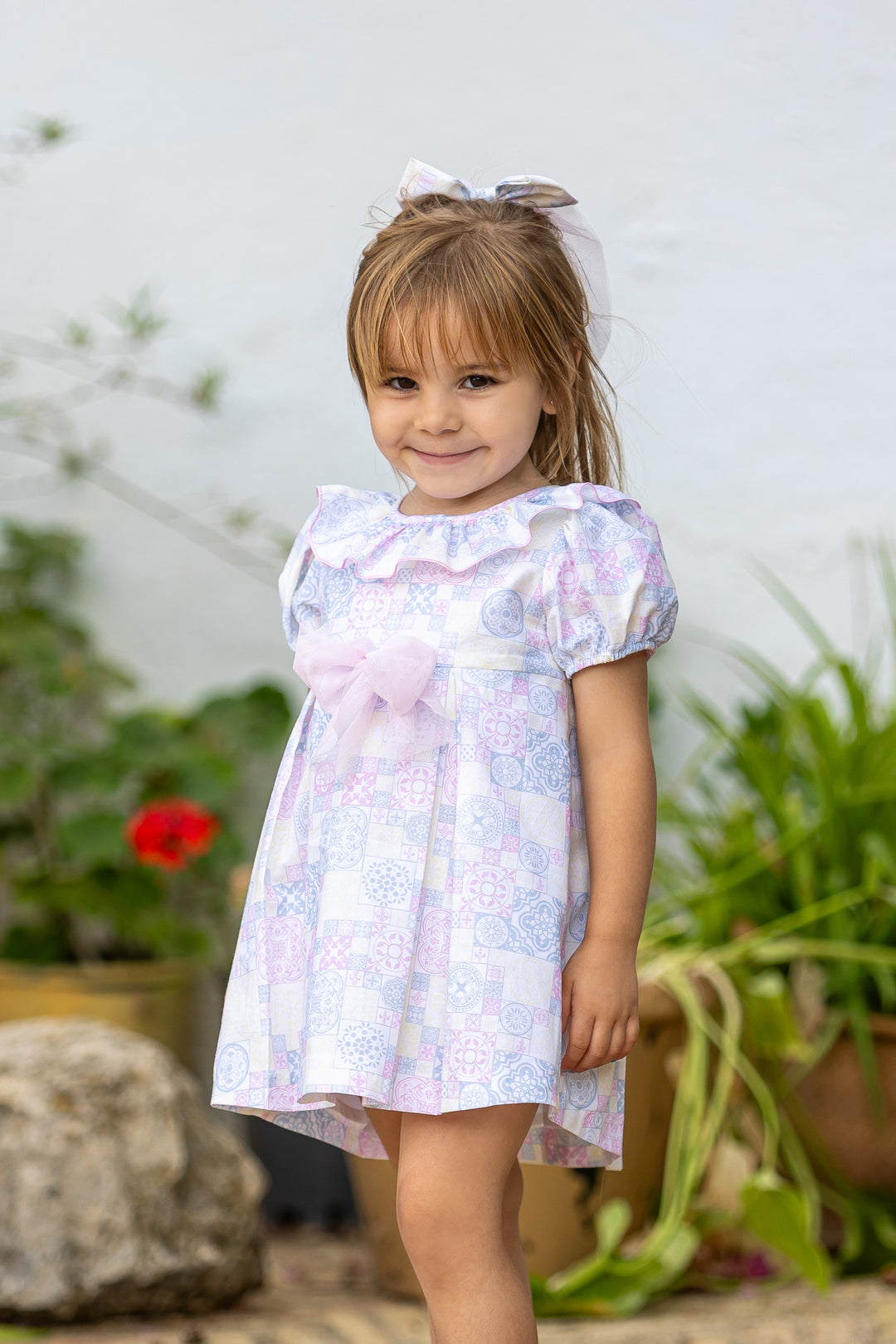 Babine Girls Pink Tile Dress