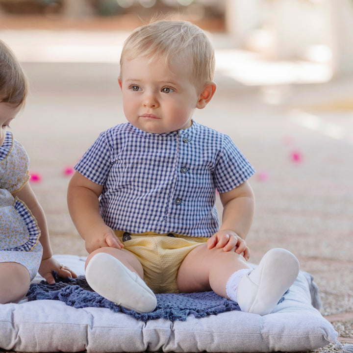 Miranda Baby Boys Blue & Yellow Gingham Short Set 4243