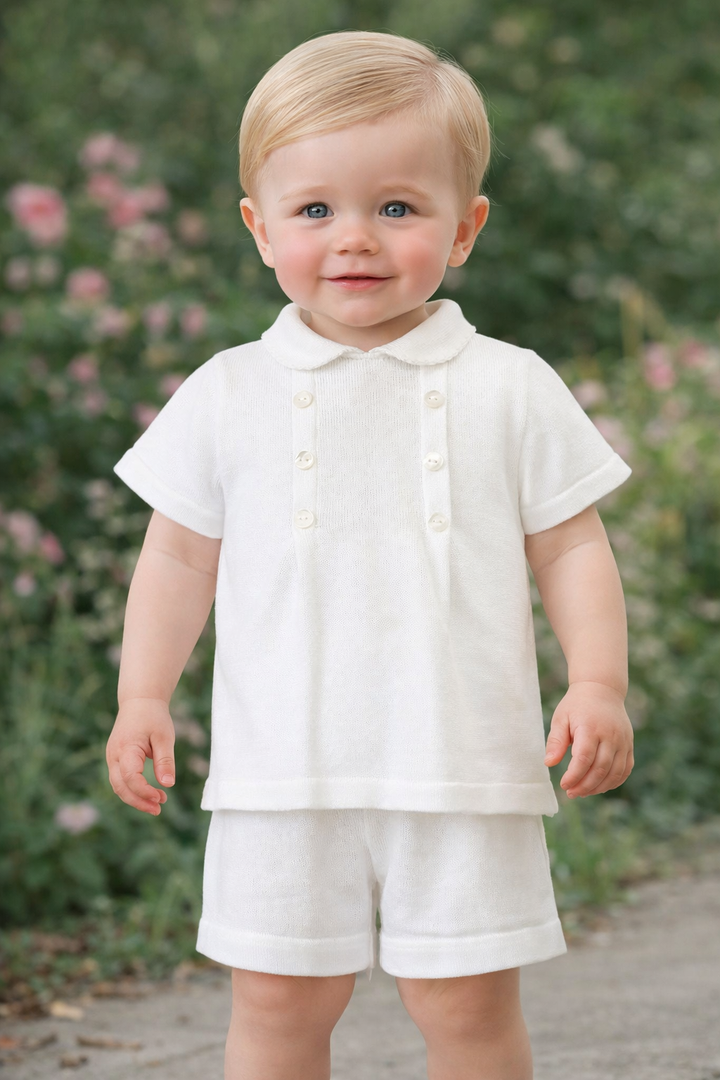 Sarah Louise Boys Ivory Knitted Short Set C2501Y