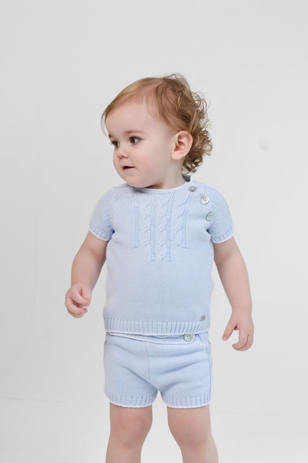 Rahigo Baby Boys Blue & White Knitted Short Set 24178