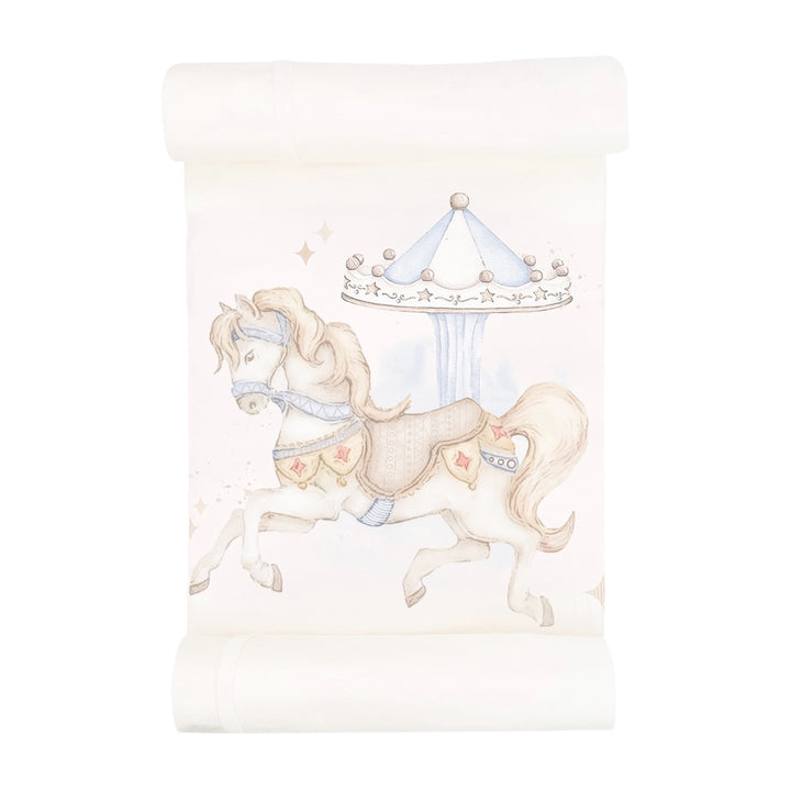 Jamiks Baby Boys Ivory & Blue Carousel Blanket