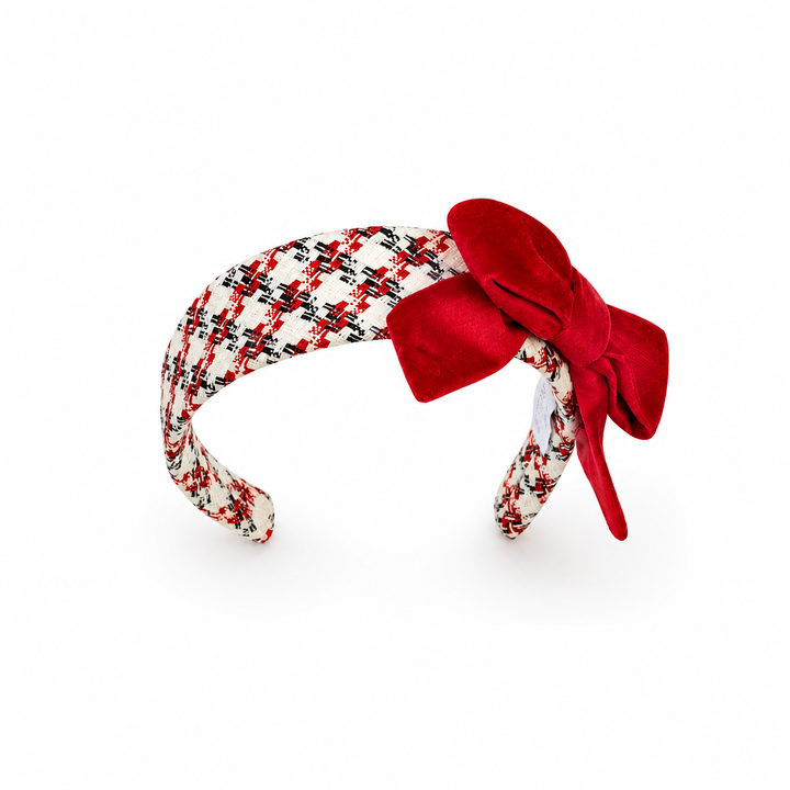 PRE ORDER DEOLINDA CHIC GIRLS RED CHECKED HEADBAND CD126045