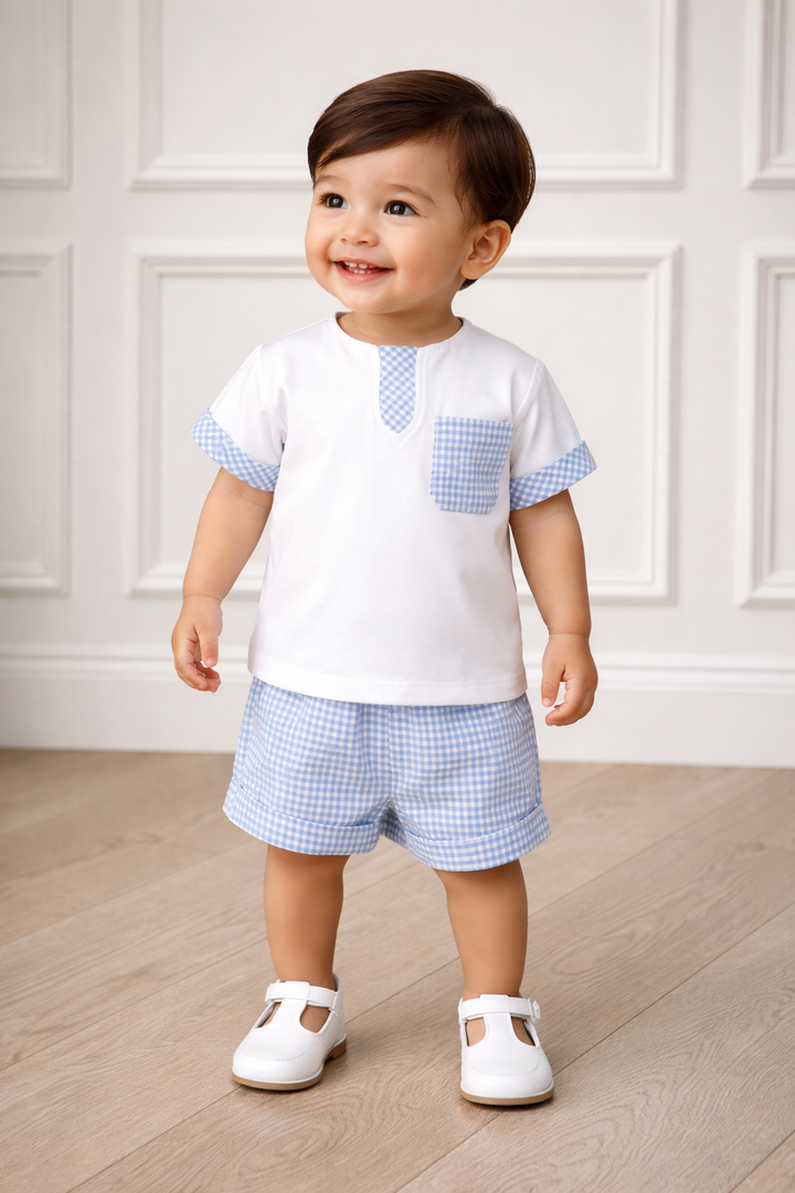 Miranda Baby Boys Gingham Short Set 2623