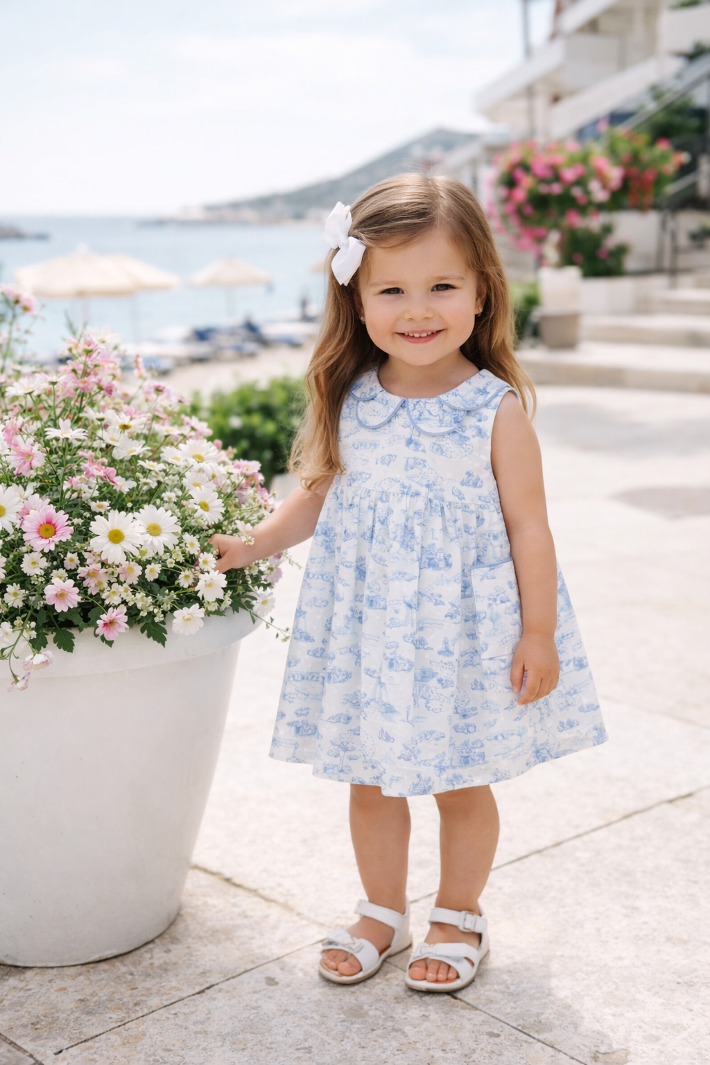 PRE ORDER Deolinda Girls Blue Toile Dress 26424