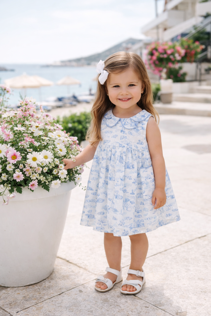 PRE ORDER Deolinda Girls Blue Toile Dress 26424