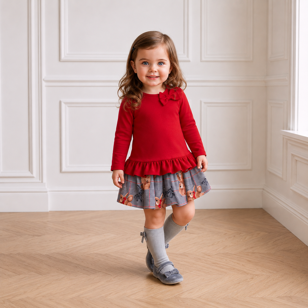 PRE ORDER BABY GIRLS TEDDY BEAR DRESS 152V