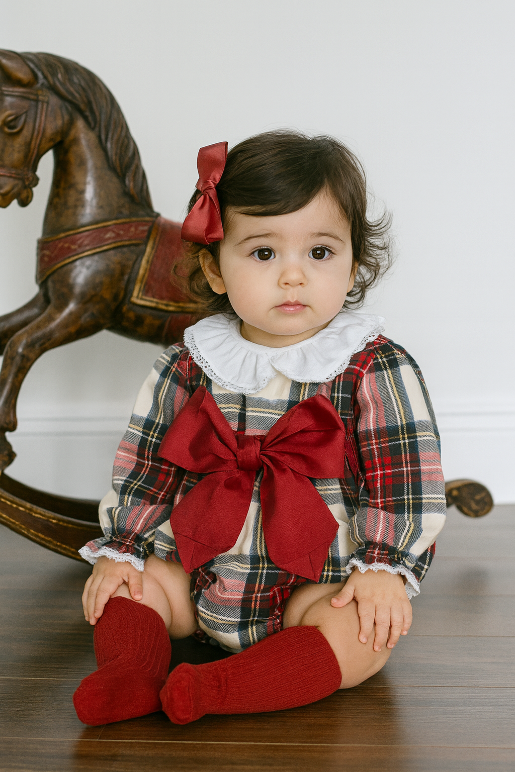 Fofettes Be Chic Girls Red Tartan Romper 435R