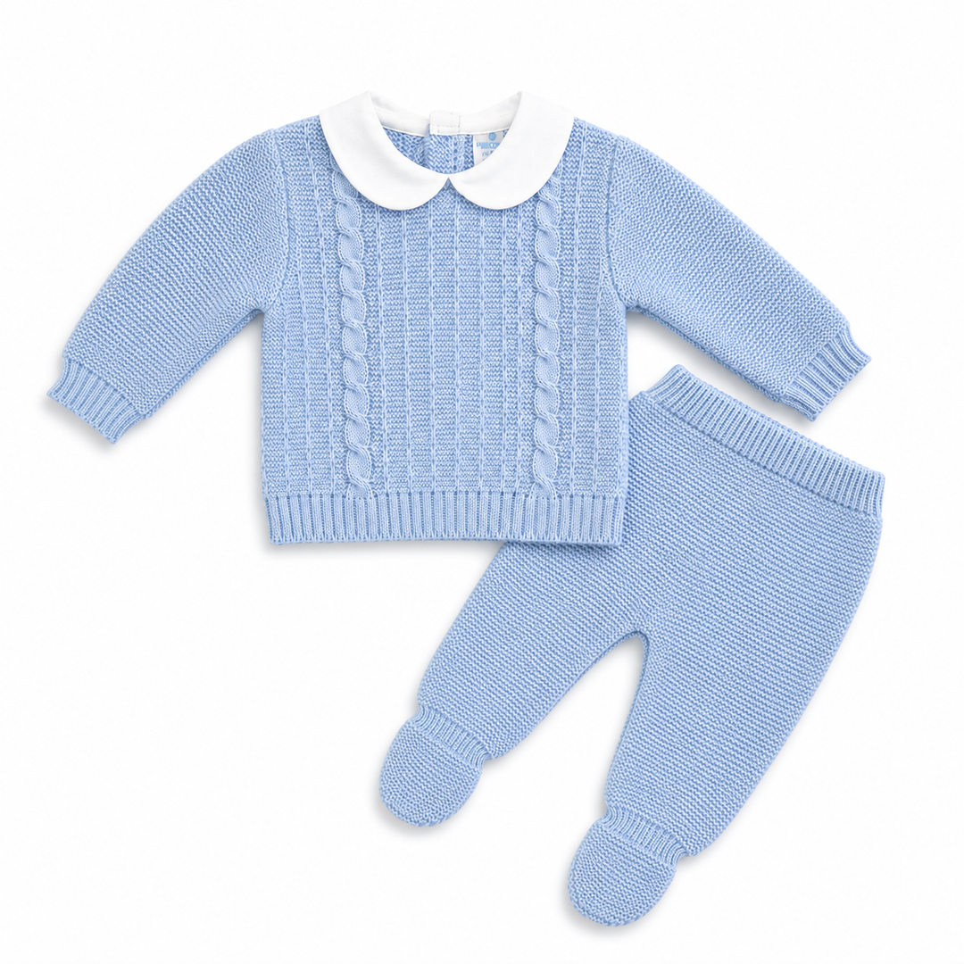 SARDON BABY BOYS POWDER BLUE KNITTED 2 PIECE SET 241
