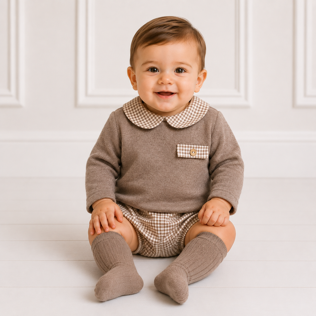 RAPIFE BOYS BROWN CHECKED JAM PANT SET 4515