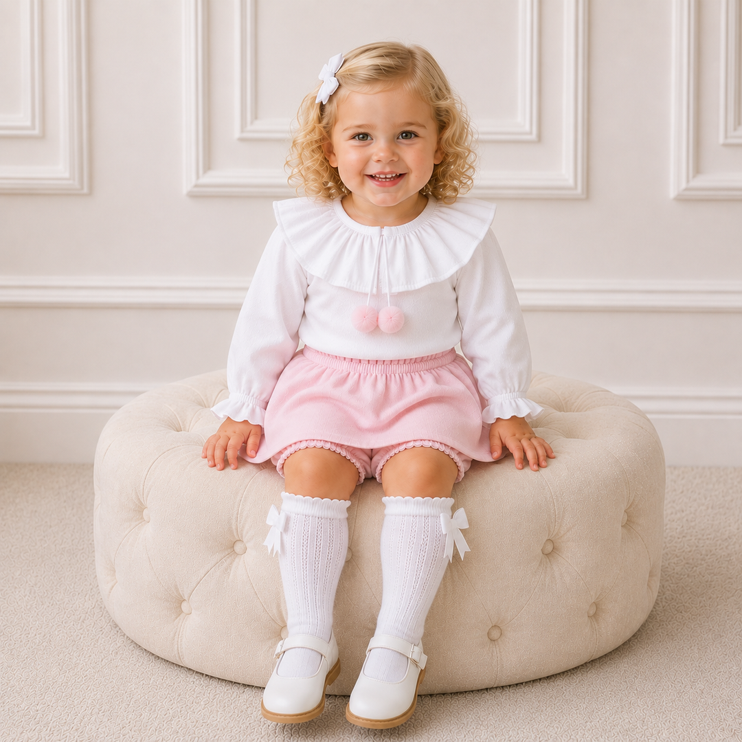 RAPIFE BABY GIRLS PINK POM POM  JAM PANT SET 4219