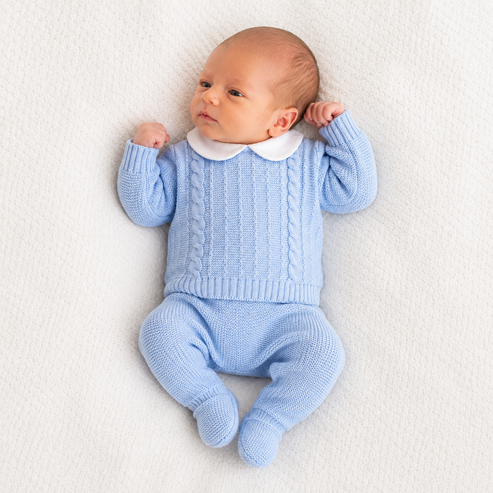SARDON BABY BOYS POWDER BLUE KNITTED 2 PIECE SET 241