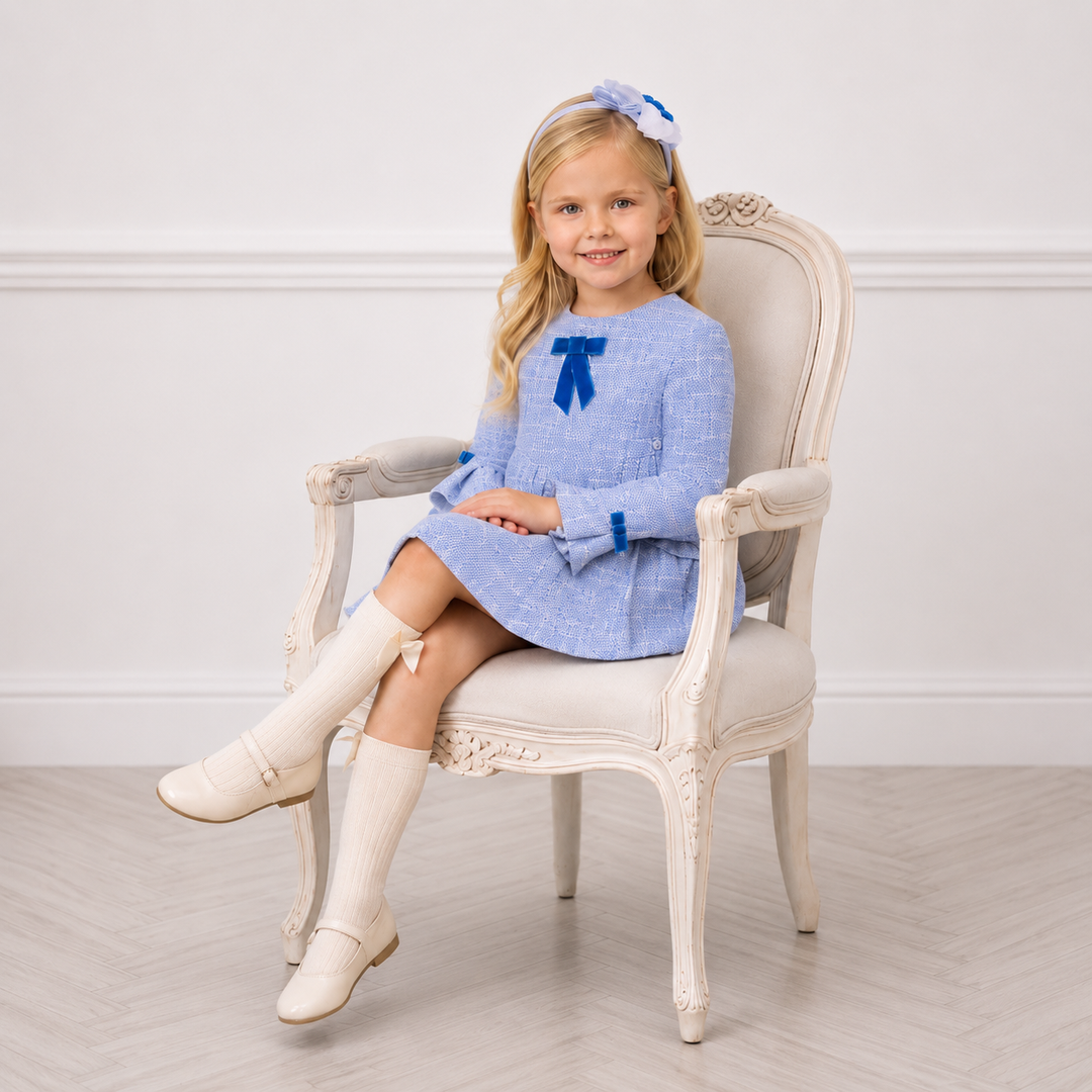 PRE ORDER Miranda Girls Blue Tweed Dress 234V