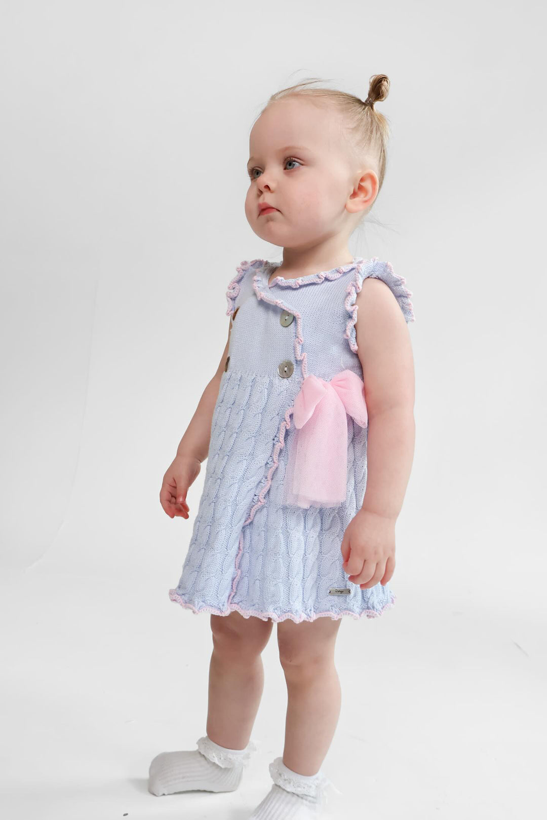 Rahigo Baby Girls Baby Blue & Pink Knitted A line Dress And Knickers 24166