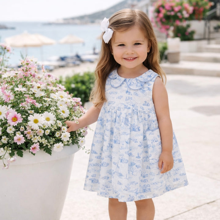 PRE ORDER Deolinda Girls Blue Toile Dress 26424