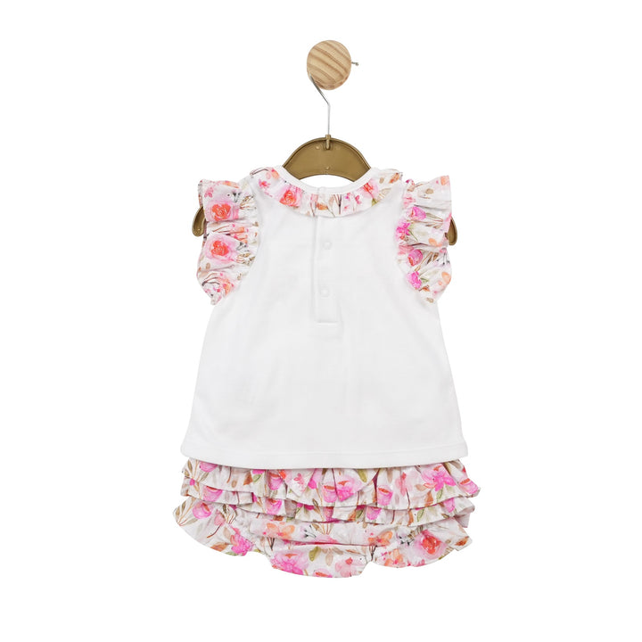 Mintini Baby Girls White & Floral Jam Pant Set MB5595