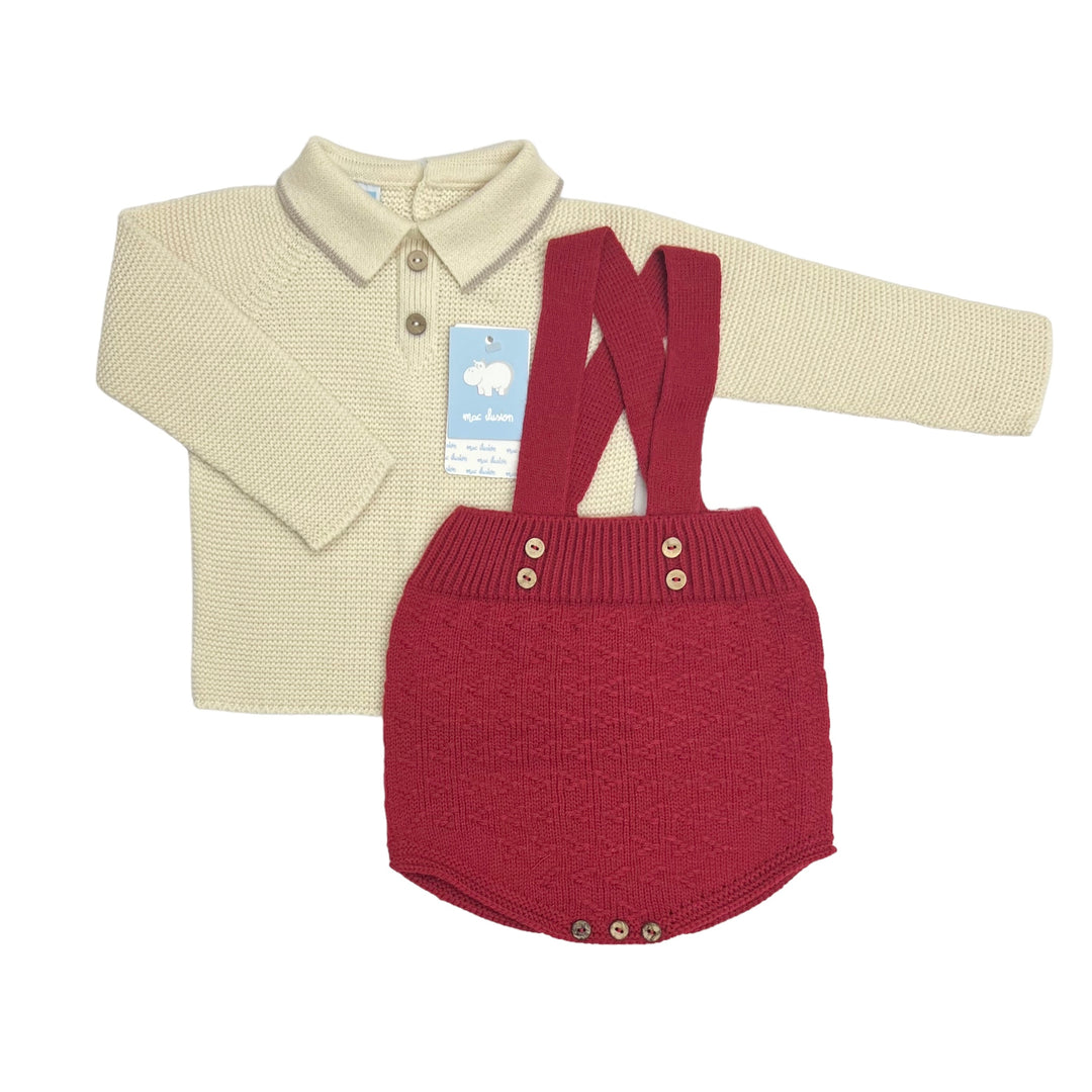 Mac Ilusion Baby Boys Knitted Polo Dungaree Set 9051