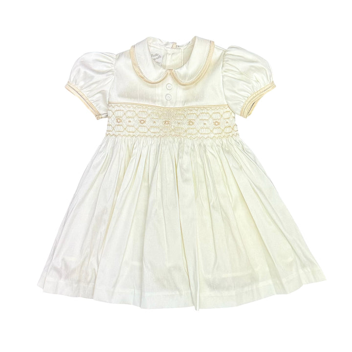 Pretty Originals Ivory Smocked Dupion Dress