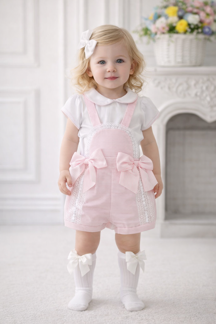 Pretty Originals Pink & White Lace Romper Set MB10718
