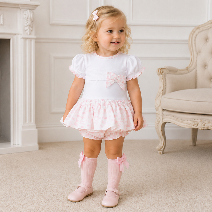 Deolinda Pink Smocked Floral Jam Pant Set  26740