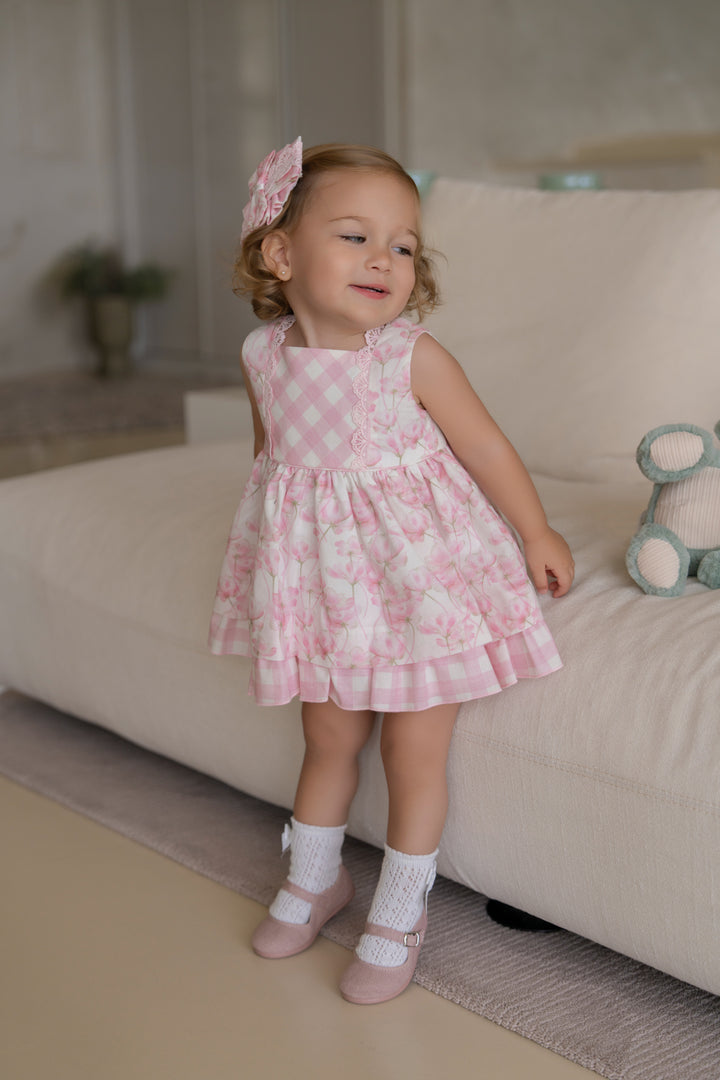 PRE ORDER Miranda Baby Girl Pink Floral Dress & Knickers 133VB