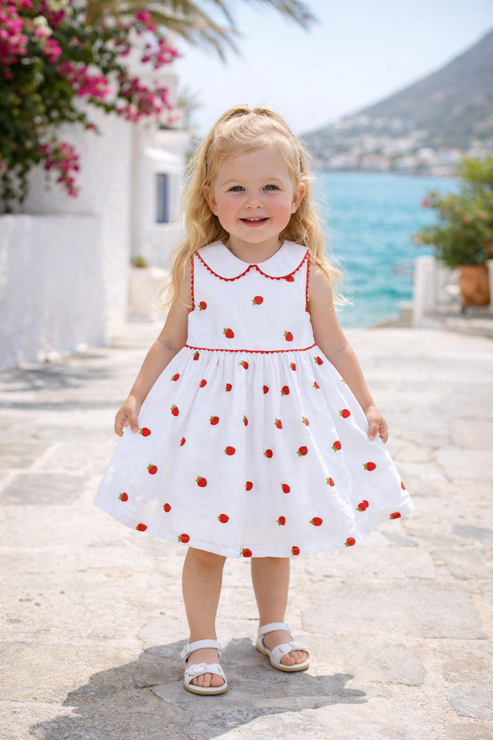 PRE ORDER Deolinda Girls Strawberry Embroidered Dress 26406