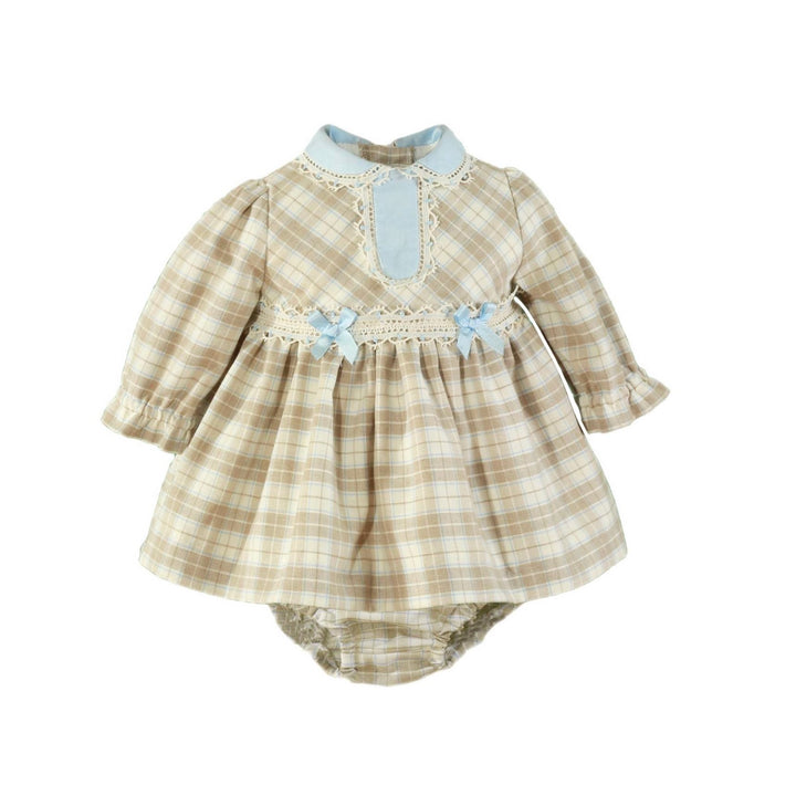 Miranda Beige & Blue Checked Dress And Knickers 23VB