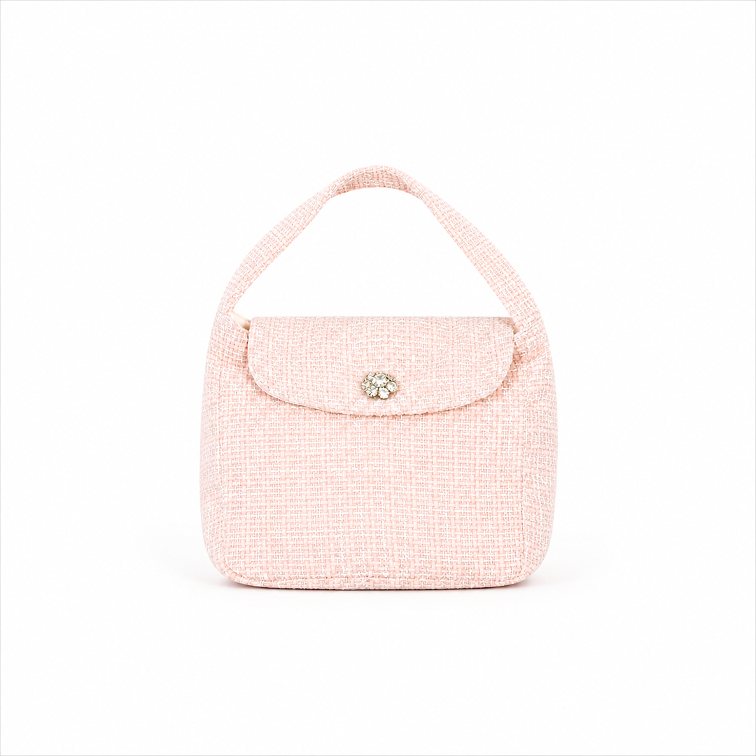 DEOLINDA CHIC PINK TWEED DIAMANTE HANDBAG CD126022