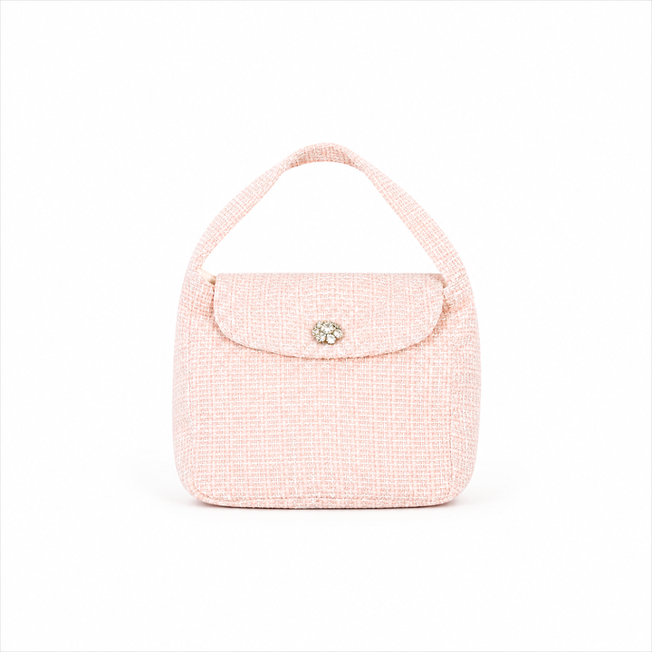 DEOLINDA CHIC PINK TWEED DIAMANTE HANDBAG CD126022