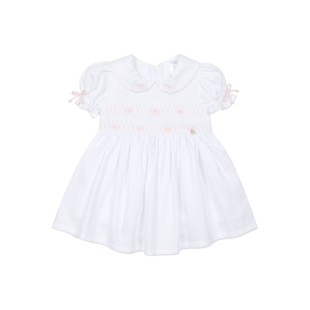 Deolinda Dress & Knickers Bow Smocked White 26404