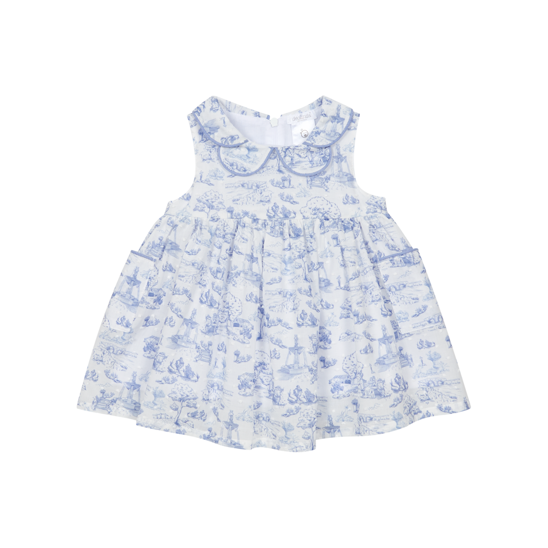 PRE ORDER Deolinda Girls Blue Toile Dress 26424