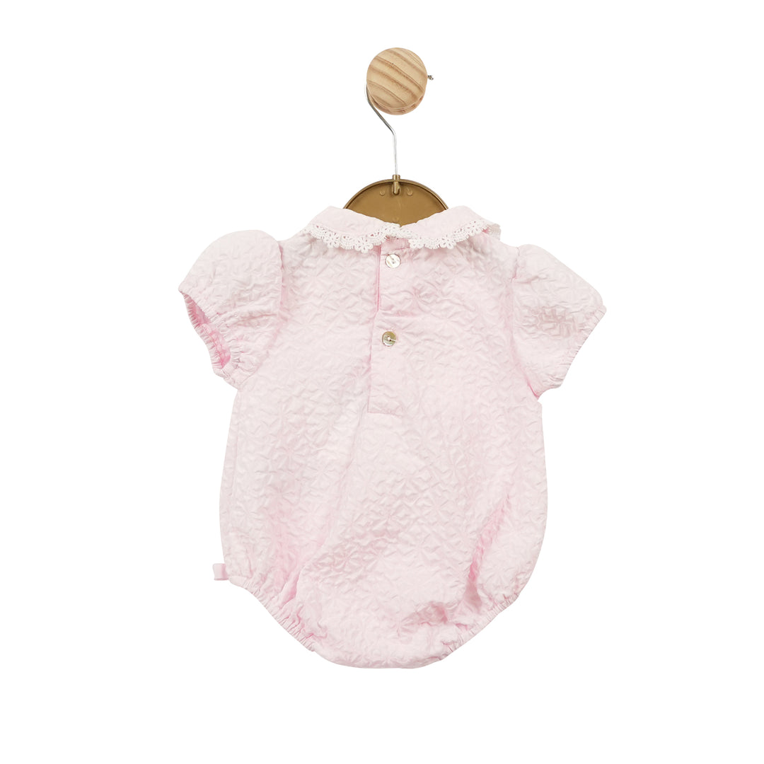 Mintini Baby Girls Pink Smocked Romper MB5621