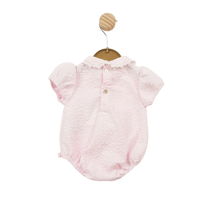 Mintini Baby Girls Pink Smocked Romper MB5621