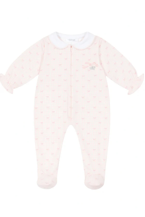 Deolinda Pink Zip Bow Print Babygrow DBV26113