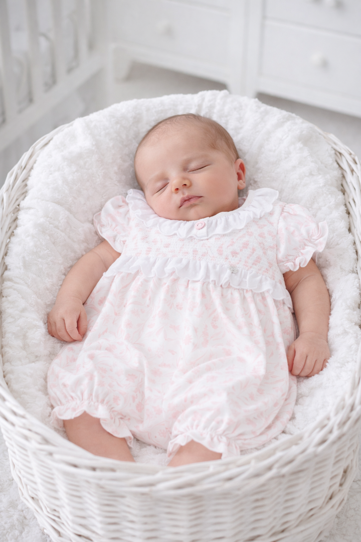 PRE ORDER Deolinda Pink Smocked Floral Romper 26739