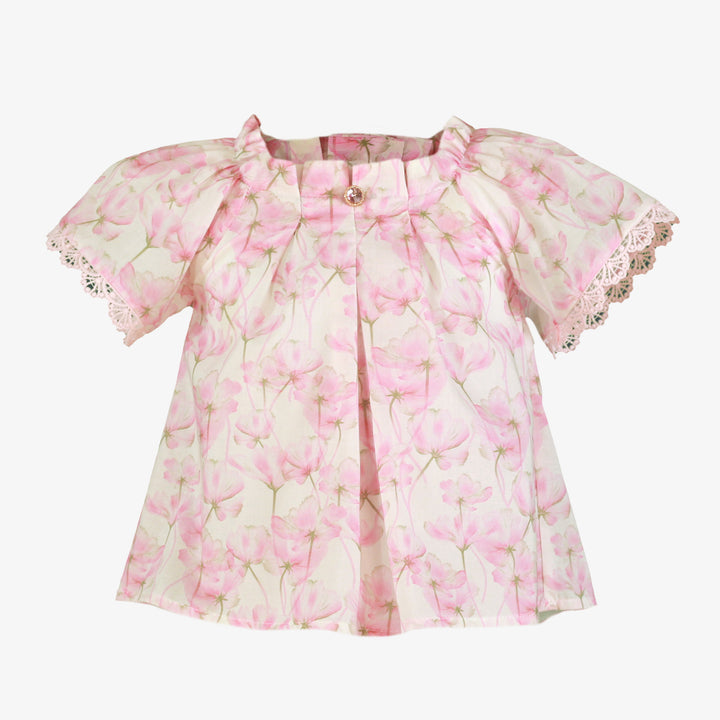 PRE ORDER Miranda Girls Pink Floral Blouse & Gingham Skirt Set 233/2