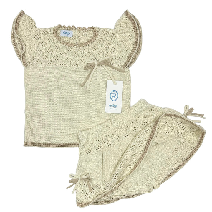 Rahigo Girls Cream & Camel Skort Set  24160