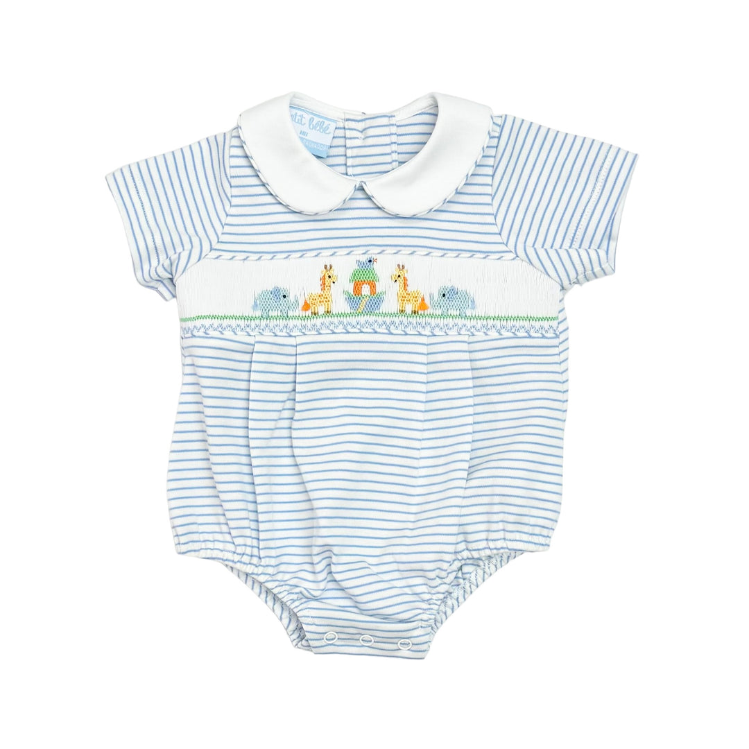 Petit Bebe Baby Boys Striped Smocked Animal Romper 428BB