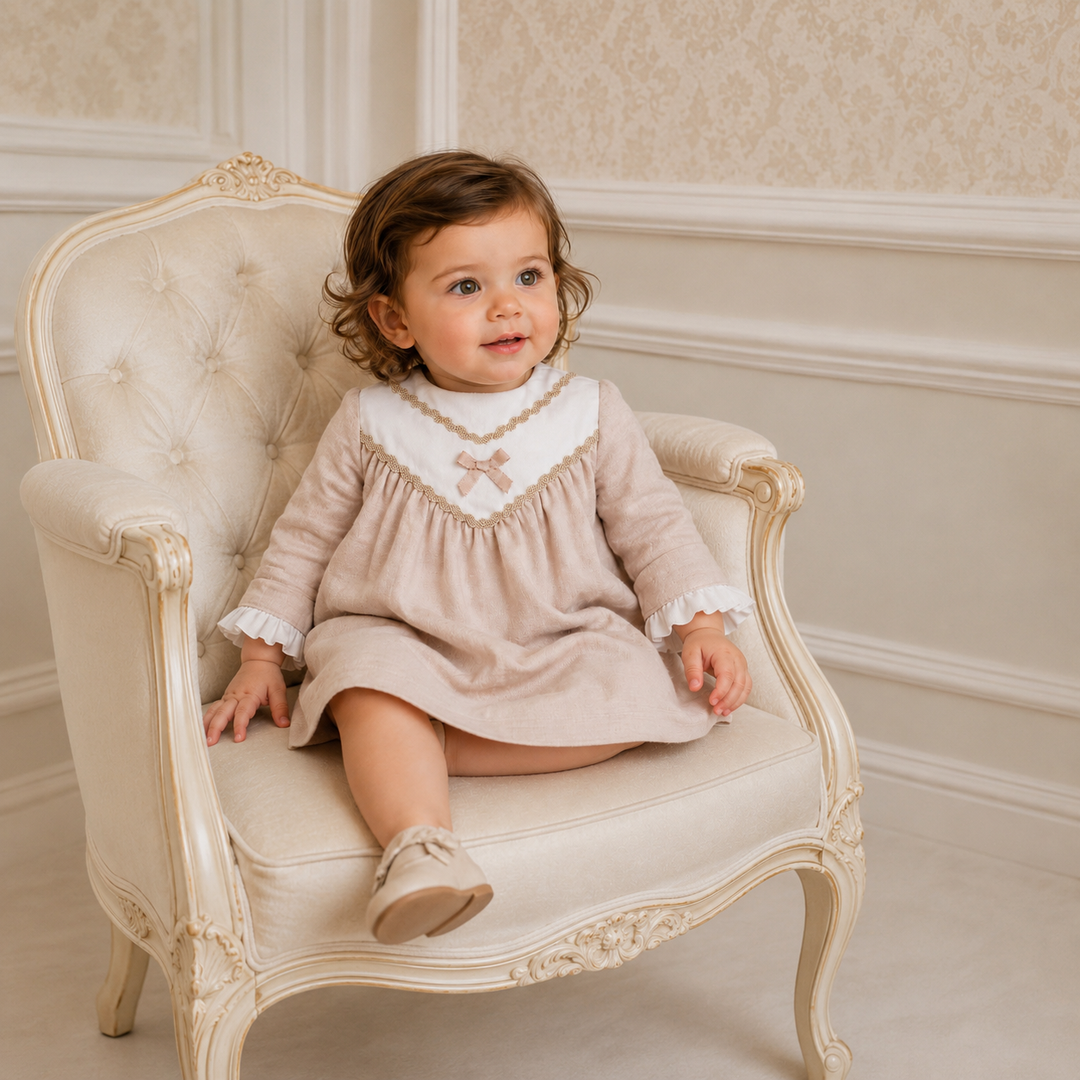 PRE ORDER Miranda Baby Girls Beige Dress 29V