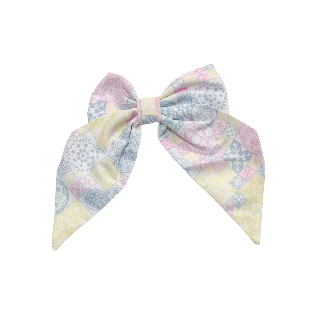 Babine Pink Tile Print Hair Bow Clip