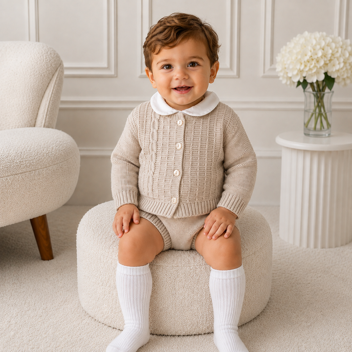 SARDON BABY BOYS 3 PIECE BEIGE JAM PANT SET 242