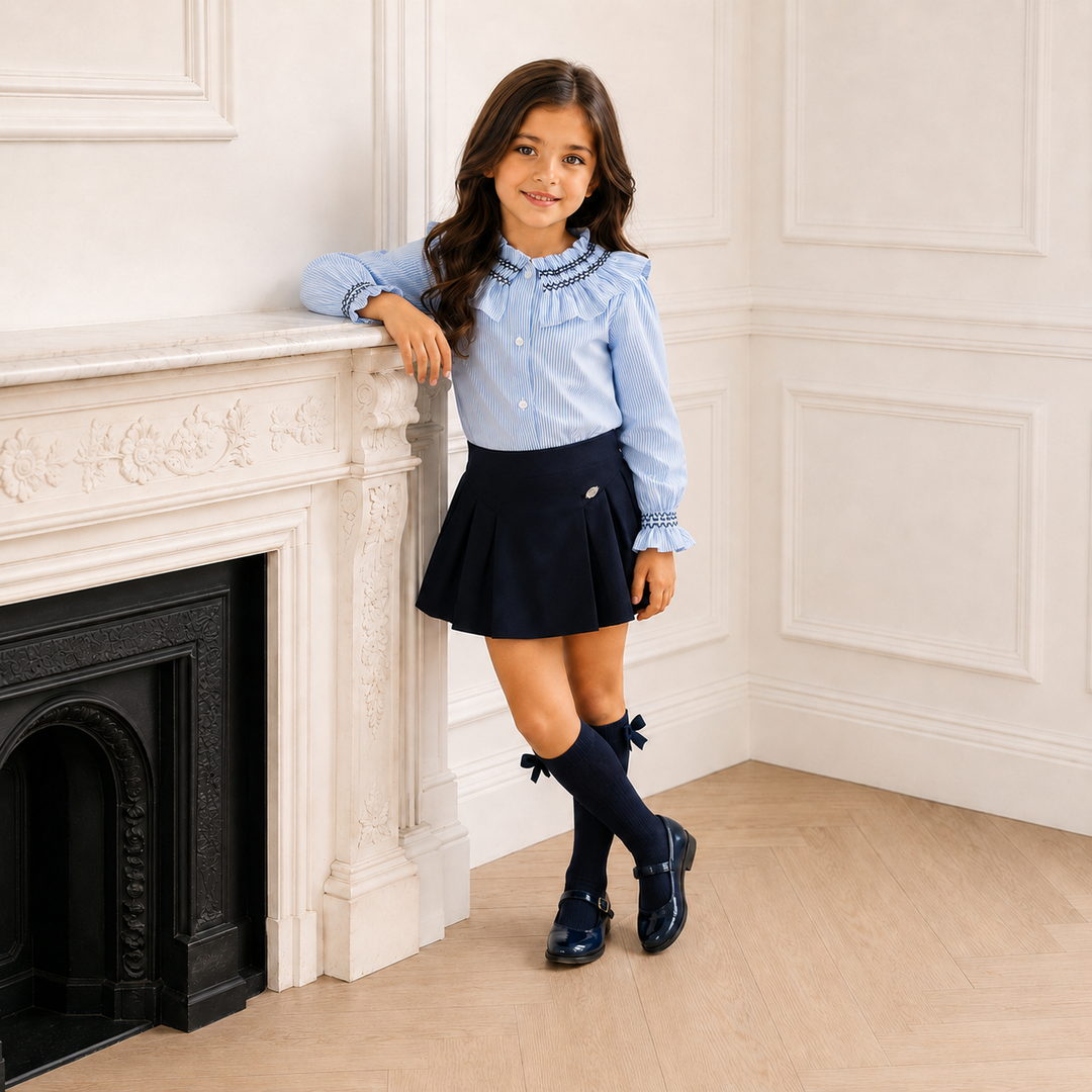 PRE ORDER MIRANDA GIRLS BLUE & NAVY STRIPE SKIRT SET 2442