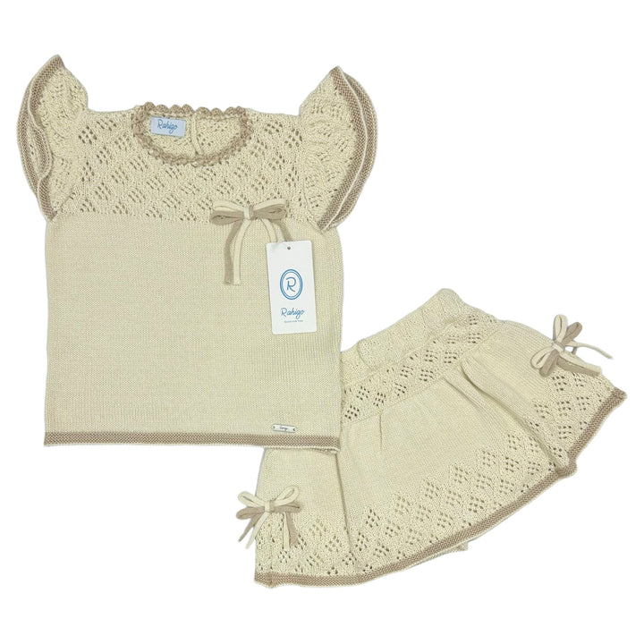 Rahigo Girls Cream & Camel Skort Set  24160