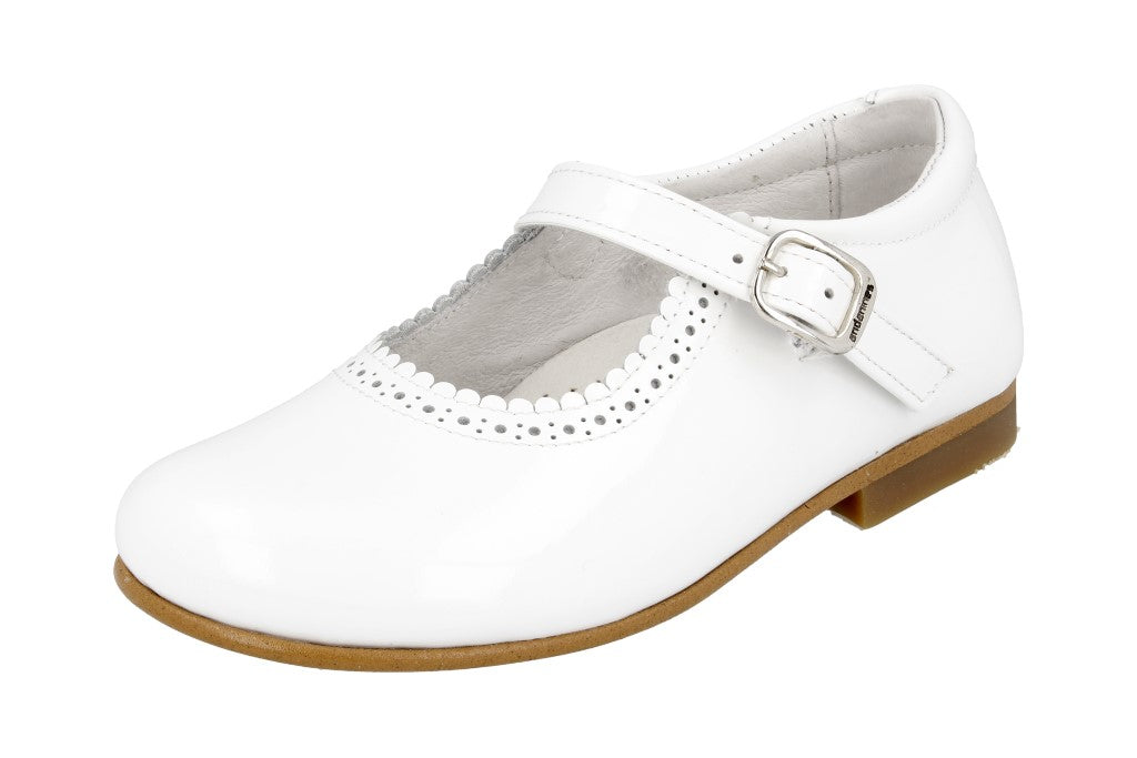 Andanines Girls White Patent Leather Mary Jane Shoes 846/803W