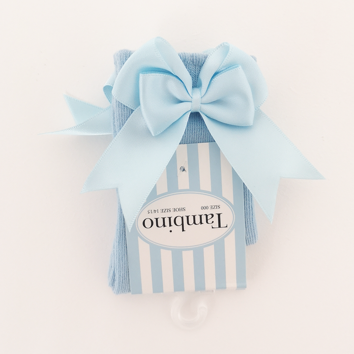 Tambino Blue Double Bow Knee High Socks