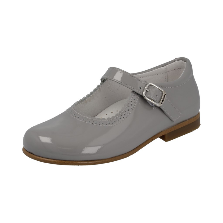 Andanines Girls Ice Grey Patent Leather Mary Jane Shoes 846/803G