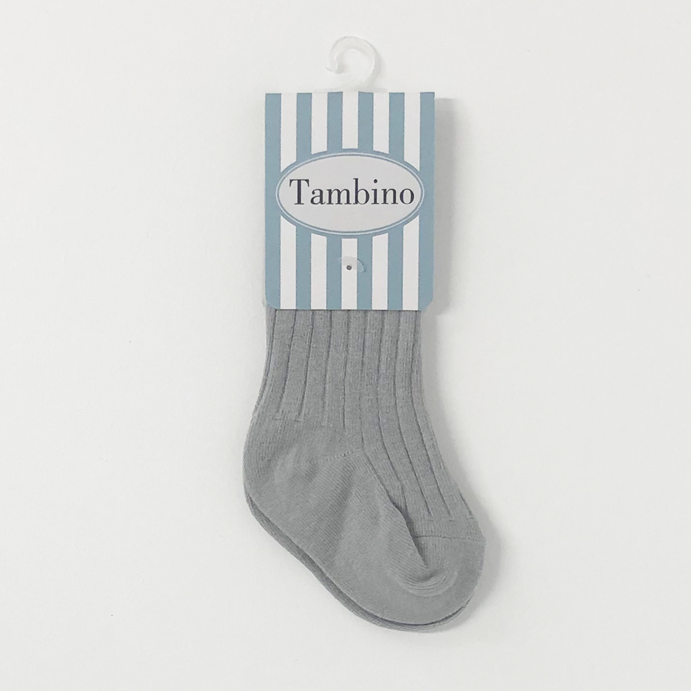 Tambino Grey Knee High Ribbed Socks