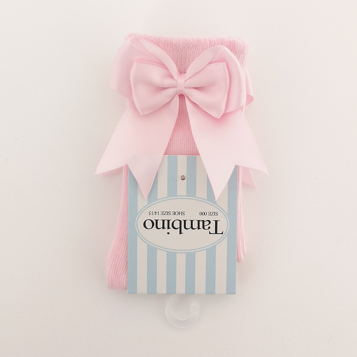 Tambino Pink Double Bow Knee High Socks