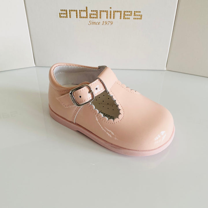 Andanines Pink Leather Patent T-Bar Shoes Y97411P