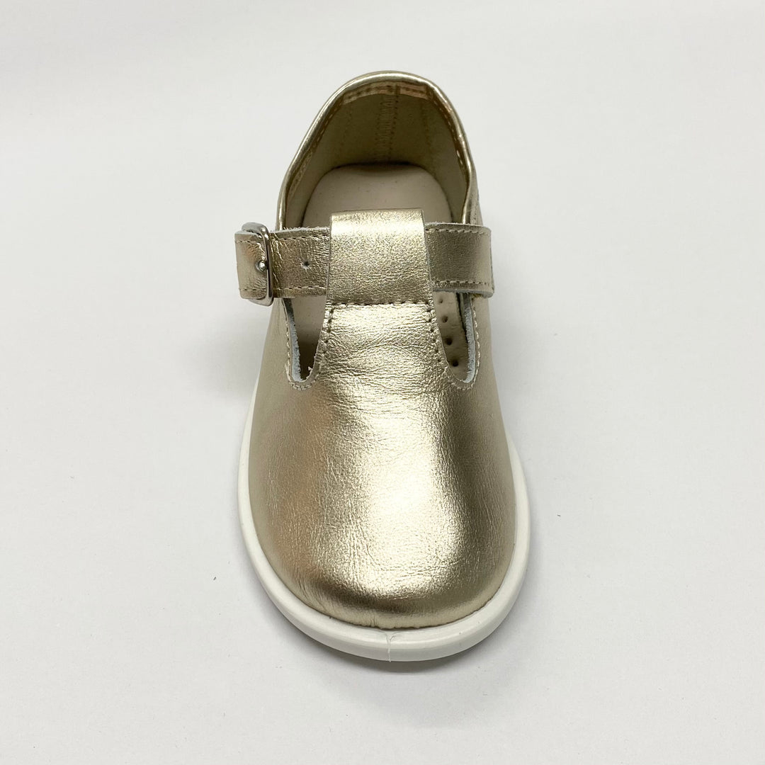 Xiquets Leather T-Bar Shoes Gold 20200G